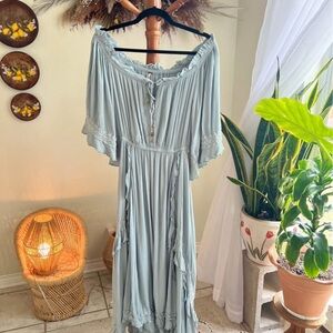 Free People Off-Shoulder Dress in Light Blue